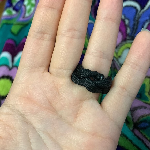 Black Paracord Braided Bracelet and Ring - Picture 6 of 12